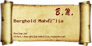 Berghold Mahália névjegykártya